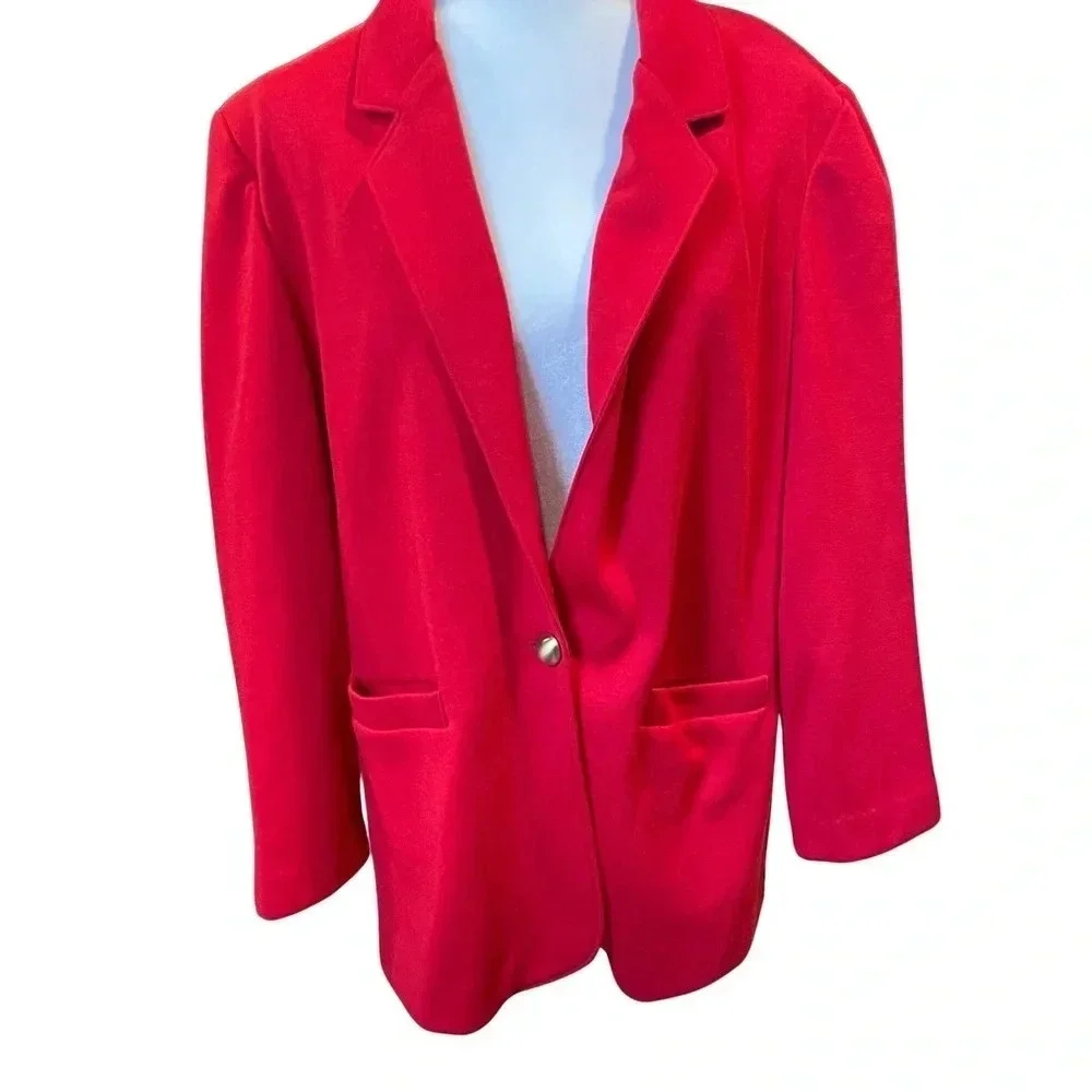 Vintage Alfred Dunner Cranberry Red Single Button Two Pocket Blazer 14 GUC - Picture 1 of 4